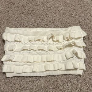 Edikted Cream Ruffled Crop Top